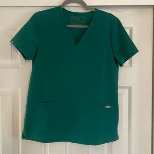Hunter green FIGS scrub top